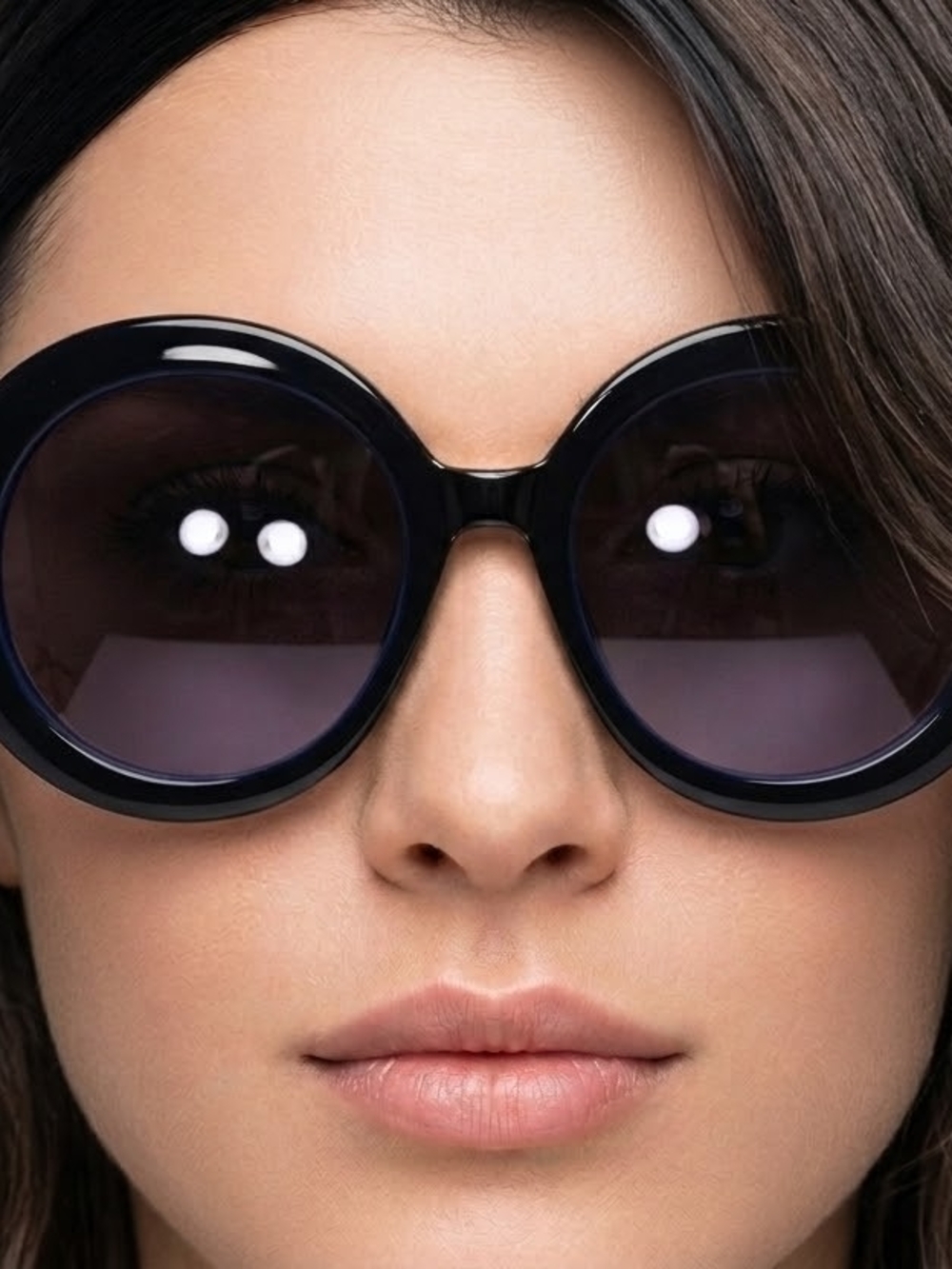 Women's Round Oversized Sophisticated Style Sunglasses - Black